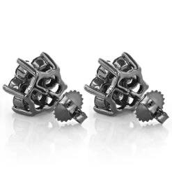 3 Carat Black Diamond Stud Earrings Clusters 14K Yellow Gold 10 3 Carat Black Diamond Stud Earrings Clusters 14K Yellow Gold -Its Hot Jewelry Shop 000321backbl backbl