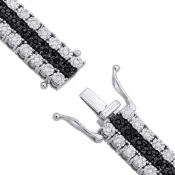Men's White Black Diamond Tennis Bracelet 10K Rose Gold 3 Rows 1.85 Carat -Its Hot Jewelry Shop 018070 claimswh