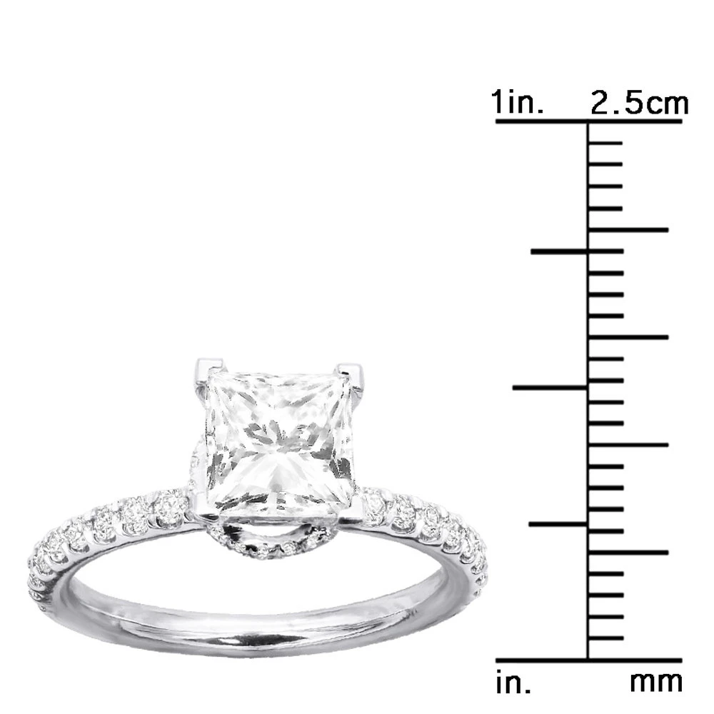 Unique Princess Cut Diamond Engagement Ring F/VS Diamonds 2 Carat 14K White Gold 11 Unique Princess Cut Diamond Engagement Ring F/VS Diamonds 2 Carat 14K White Gold - Image 9