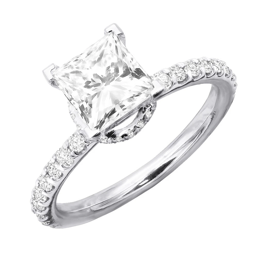 Unique Princess Cut Diamond Engagement Ring F/VS Diamonds 2 Carat 14K White Gold 3 Unique Princess Cut Diamond Engagement Ring F/VS Diamonds 2 Carat 14K White Gold