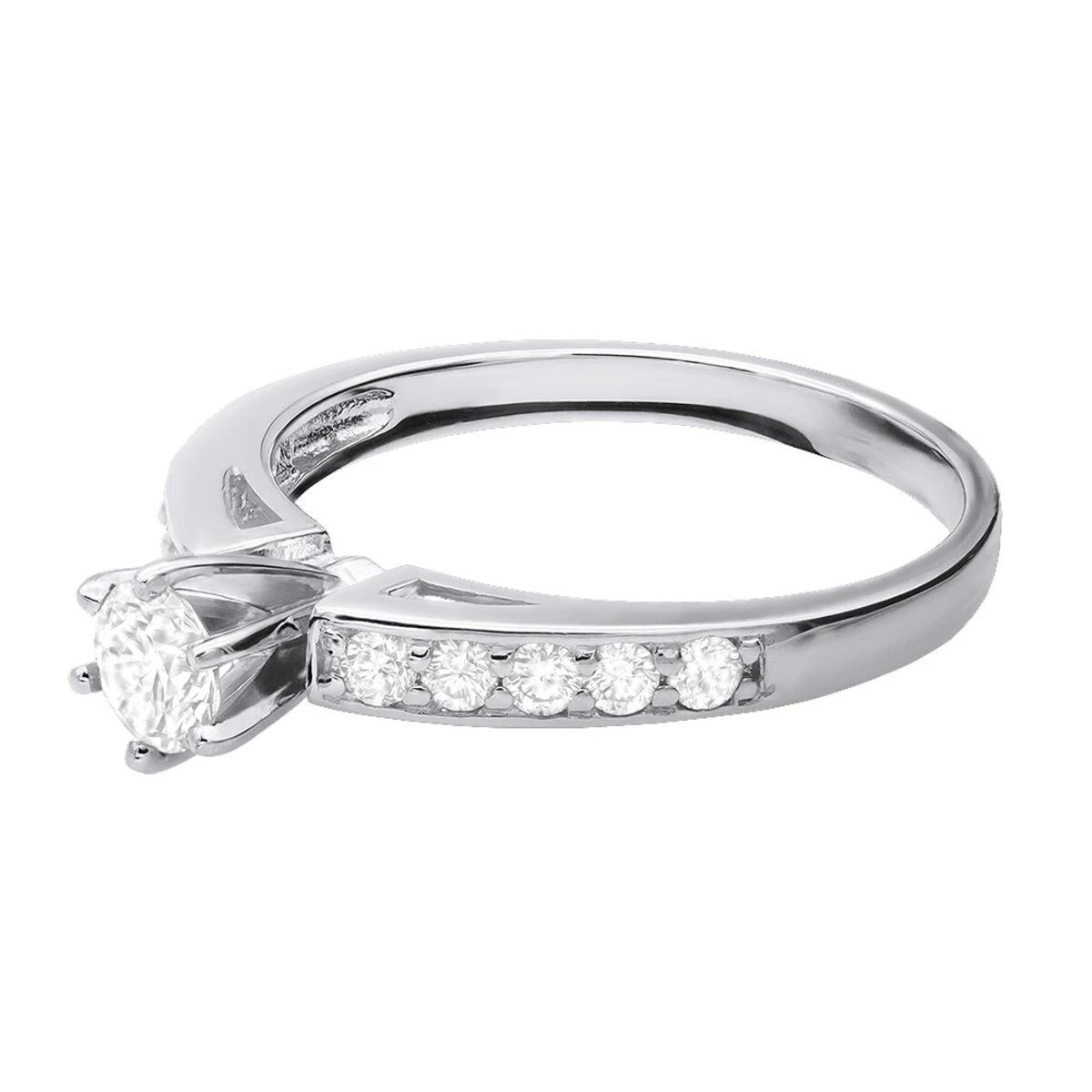 14K White Gold Round Diamond Engagement Ring 1.25 Carats 6 14K White Gold Round Diamond Engagement Ring 1.25 Carats - Image 4