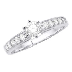 14K White Gold Round Diamond Engagement Ring 1.25 Carats