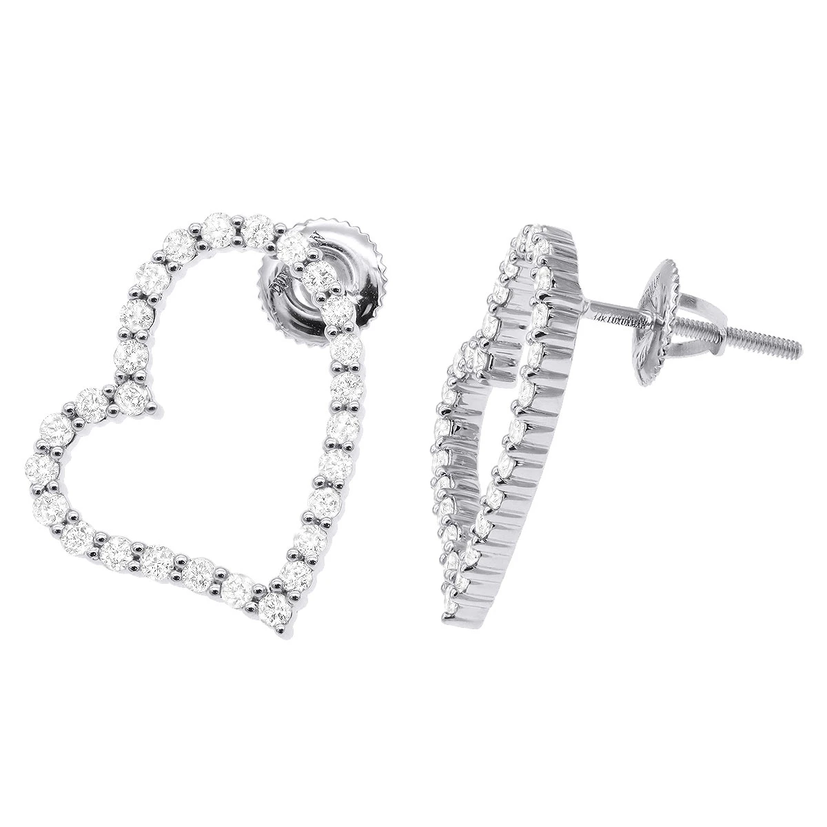 1 Carat Diamond Heart Hoop Earrings 14K White Gold 3/4 Inch Ladies Hoops 3 1 Carat Diamond Heart Hoop Earrings 14K White Gold 3/4 Inch Ladies Hoops