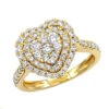1 Carat Diamond Ring For Women Heart Design 14K Yellow Gold