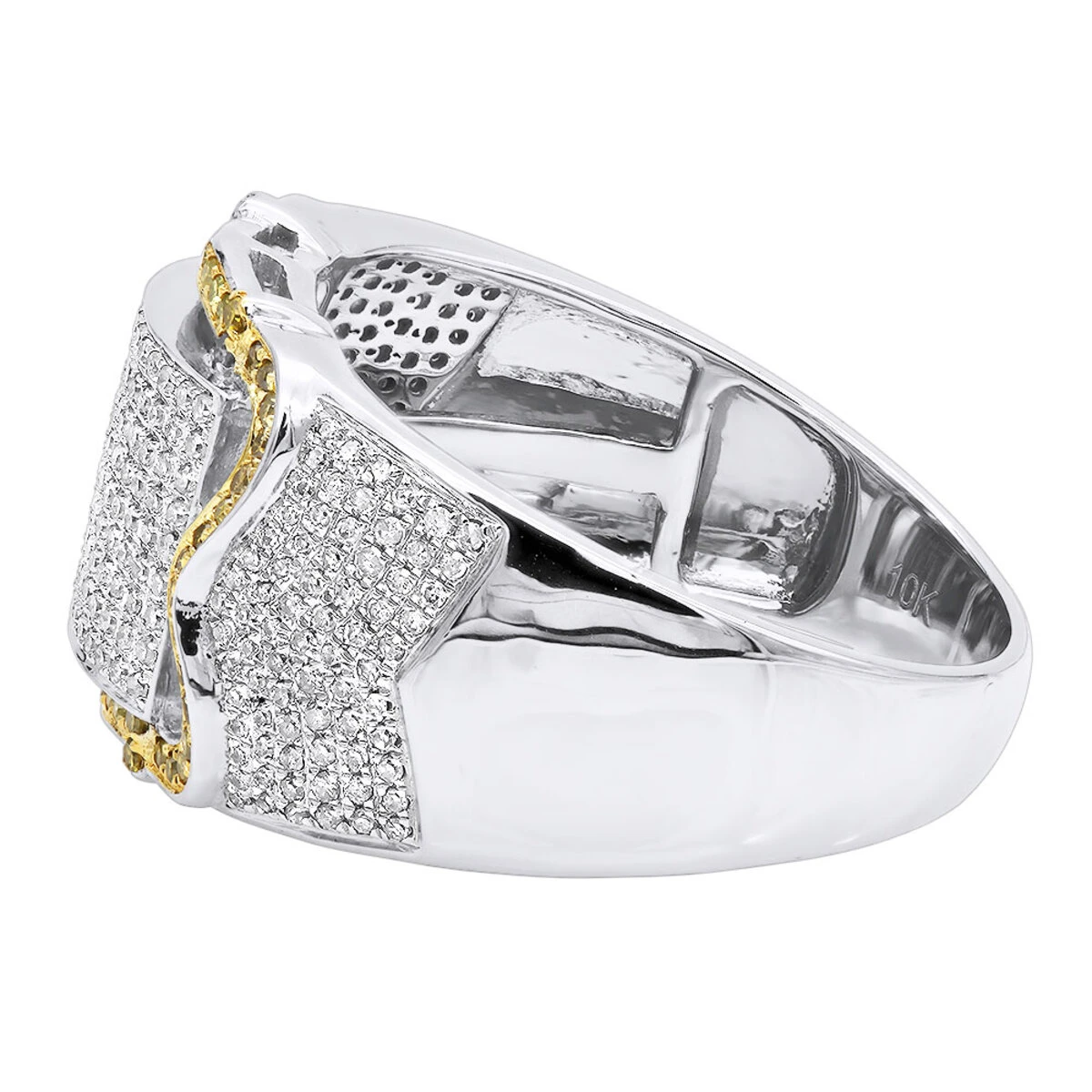 1 Carat White Yellow Diamond Pinky Ring 10K White Gold 6 1 Carat White Yellow Diamond Pinky Ring 10K White Gold - Image 4