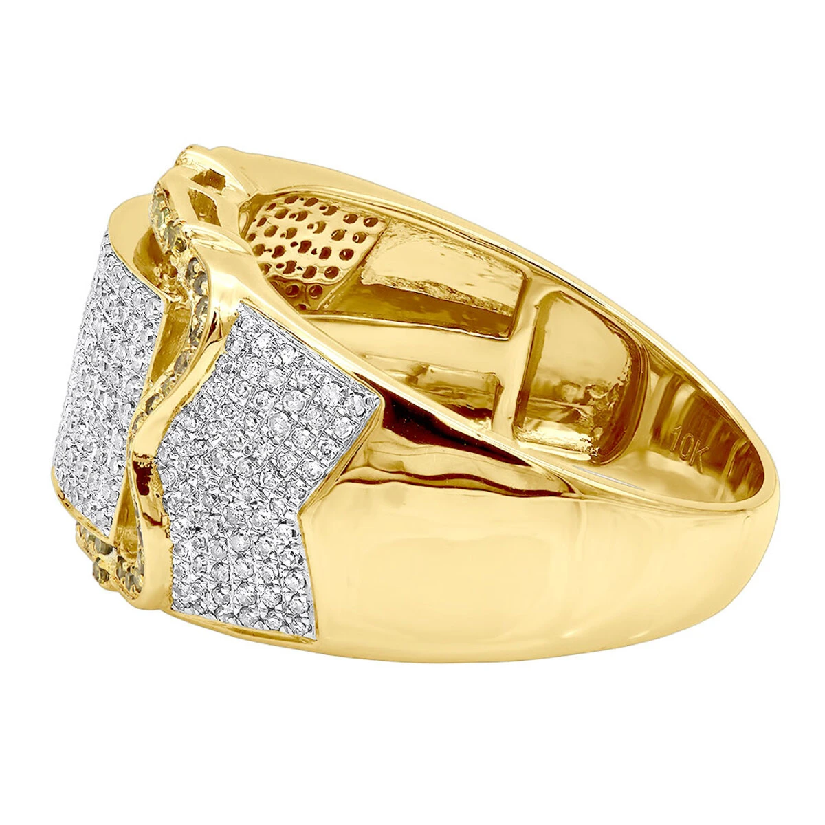 1 Carat White Yellow Diamond Pinky Ring 10K White Gold 7 1 Carat White Yellow Diamond Pinky Ring 10K White Gold - Image 5