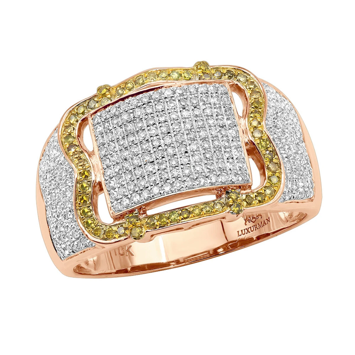 1 Carat White Yellow Diamond Pinky Ring 10K White Gold 5 1 Carat White Yellow Diamond Pinky Ring 10K White Gold - Image 3