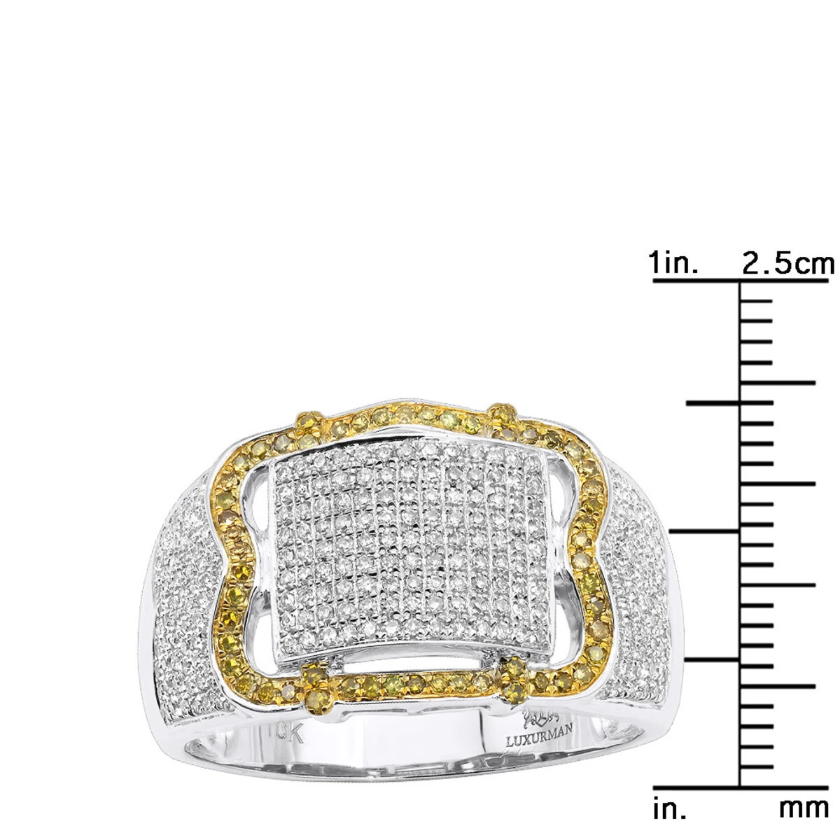 1 Carat White Yellow Diamond Pinky Ring 10K White Gold 10 1 Carat White Yellow Diamond Pinky Ring 10K White Gold - Image 8