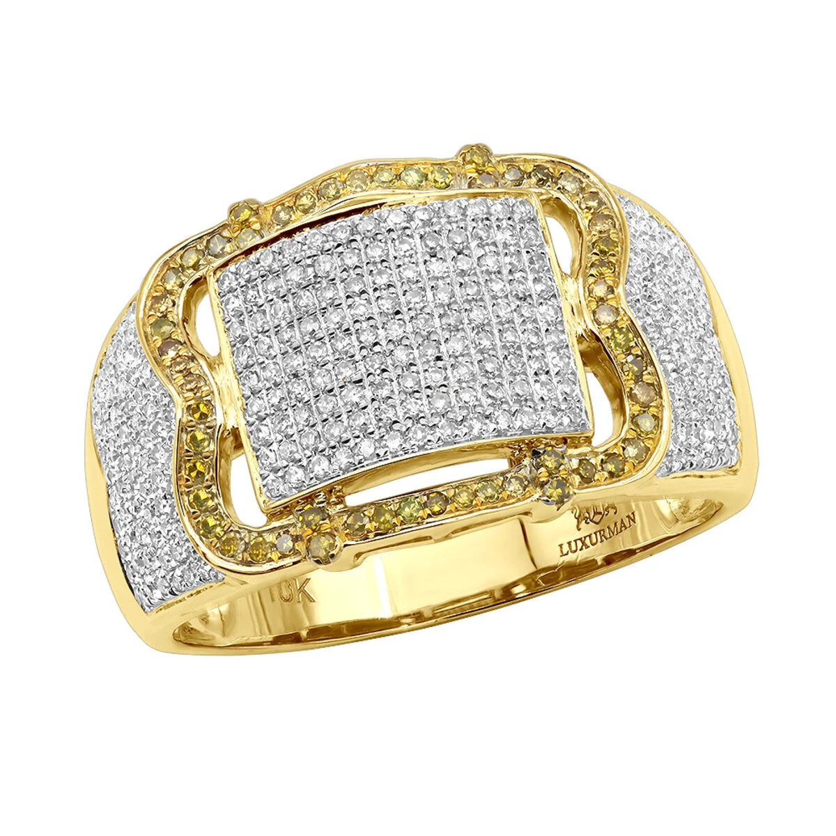 1 Carat White Yellow Diamond Pinky Ring 10K White Gold 4 1 Carat White Yellow Diamond Pinky Ring 10K White Gold - Image 2