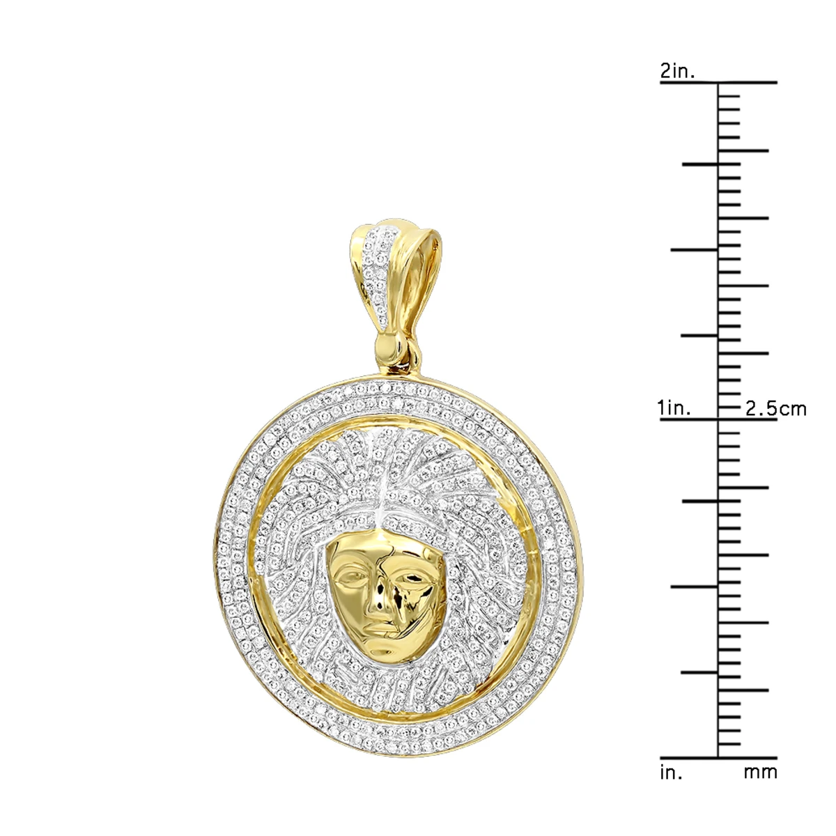 1 Carat Mini Diamond Medusa Head Pendant For Men Medallion 10K Yellow Gold 8 1 Carat Mini Diamond Medusa Head Pendant For Men Medallion 10K Yellow Gold - Image 6