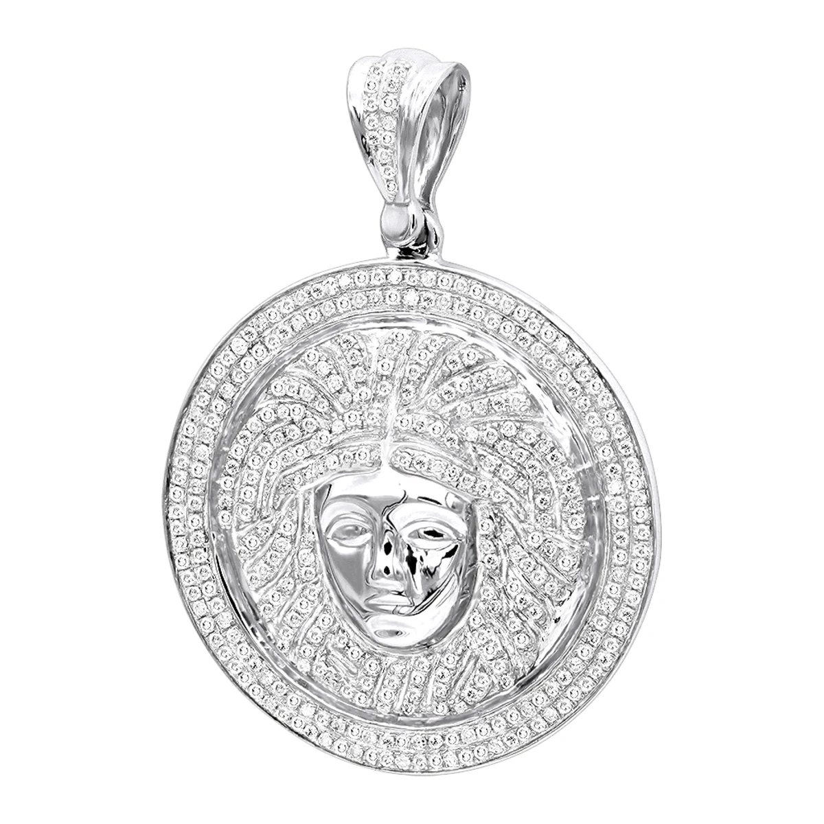 1 Carat Mini Diamond Medusa Head Pendant For Men Medallion 10K Yellow Gold 4 1 Carat Mini Diamond Medusa Head Pendant For Men Medallion 10K Yellow Gold - Image 2