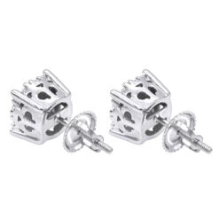 1 Carat Round Halo Diamond Cluster Stud Earrings 14K White Gold By Luxurman -Its Hot Jewelry Shop 1 carat round halo diamond cluster stud earrings in 14k gold by luxurman backwh 1