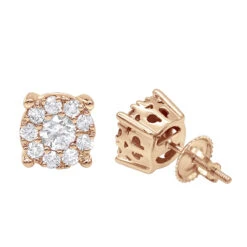 1 Carat Round Halo Diamond Cluster Stud Earrings 14K White Gold By Luxurman -Its Hot Jewelry Shop 1 carat round halo diamond cluster stud earrings in 14k gold by luxurman ro 1