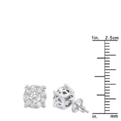 1 Carat Round Halo Diamond Cluster Stud Earrings 14K White Gold By Luxurman -Its Hot Jewelry Shop 1 carat round halo diamond cluster stud earrings in 14k gold by luxurman rulerwh 1