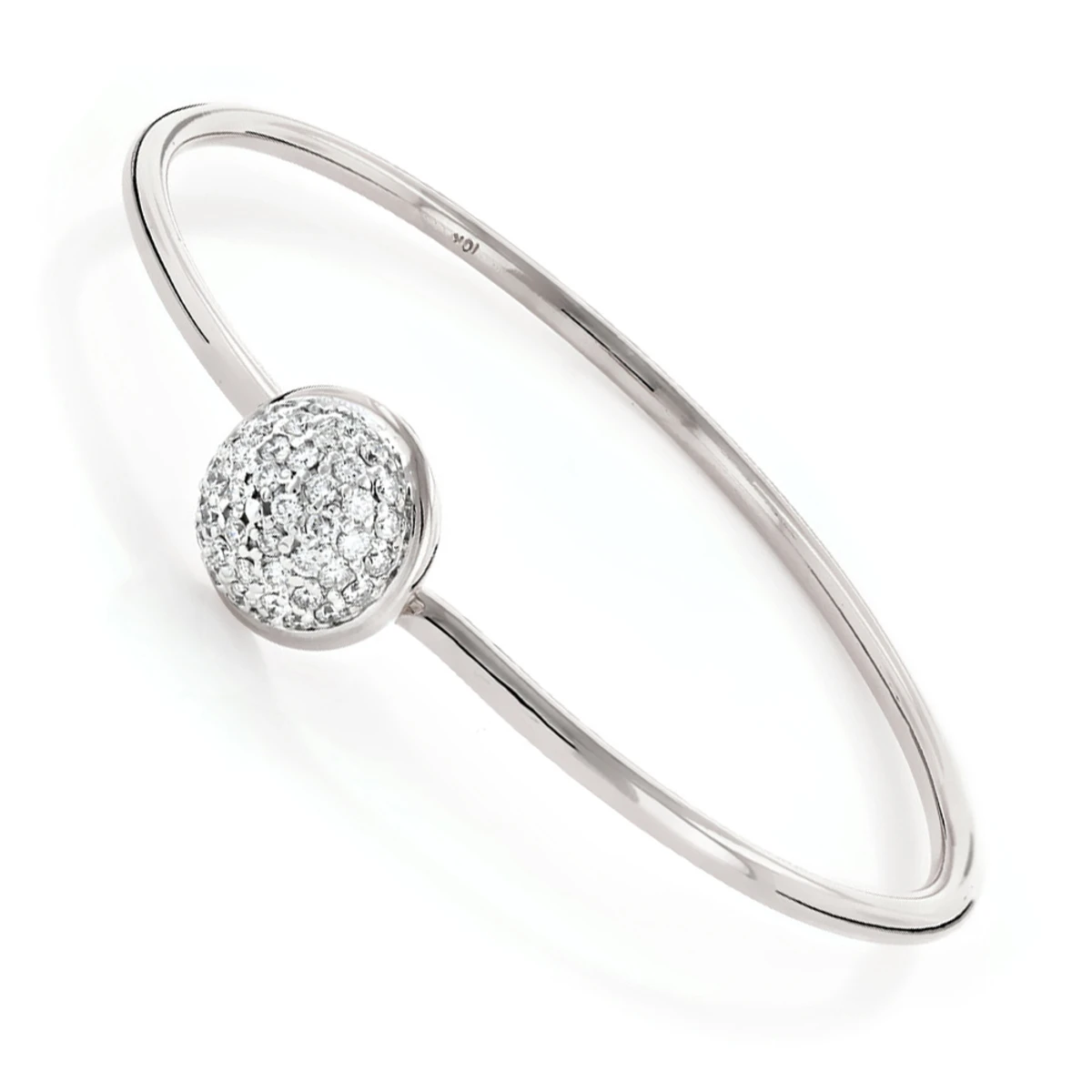 Ladies Pave Diamond Ball Bangle Bracelet 1 Ct 10K Rose Gold 4 Ladies Pave Diamond Ball Bangle Bracelet 1 Ct 10K Rose Gold - Image 2