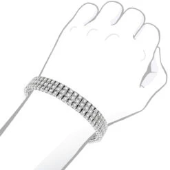 Solid 10K White Gold 3-Row Prong Diamond Bracelet For Men 1.85ct 12 Solid 10K White Gold 3-Row Prong Diamond Bracelet For Men 1.85ct -Its Hot Jewelry Shop 10k 3 row prong diamond toni tennis bracelet 185ct p 6125 bodwh