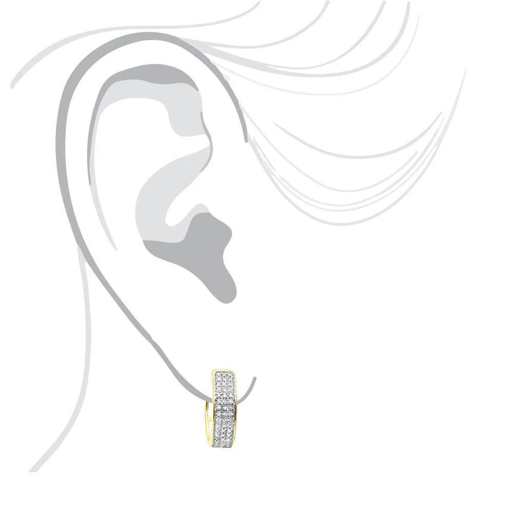 10K White Gold Diamond Hoop Huggie Earrings 0.30ct 7 10K White Gold Diamond Hoop Huggie Earrings 0.30ct - Image 5