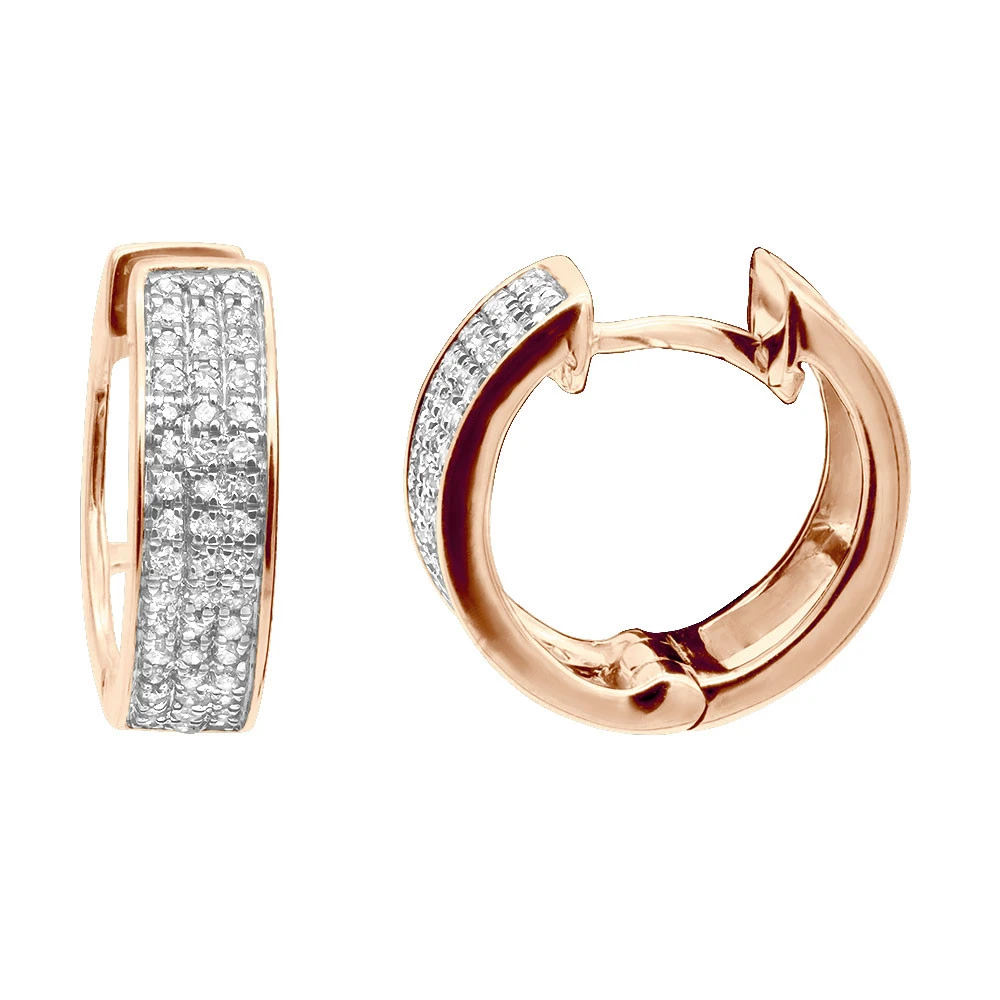 10K White Gold Diamond Hoop Huggie Earrings 0.30ct 5 10K White Gold Diamond Hoop Huggie Earrings 0.30ct - Image 3