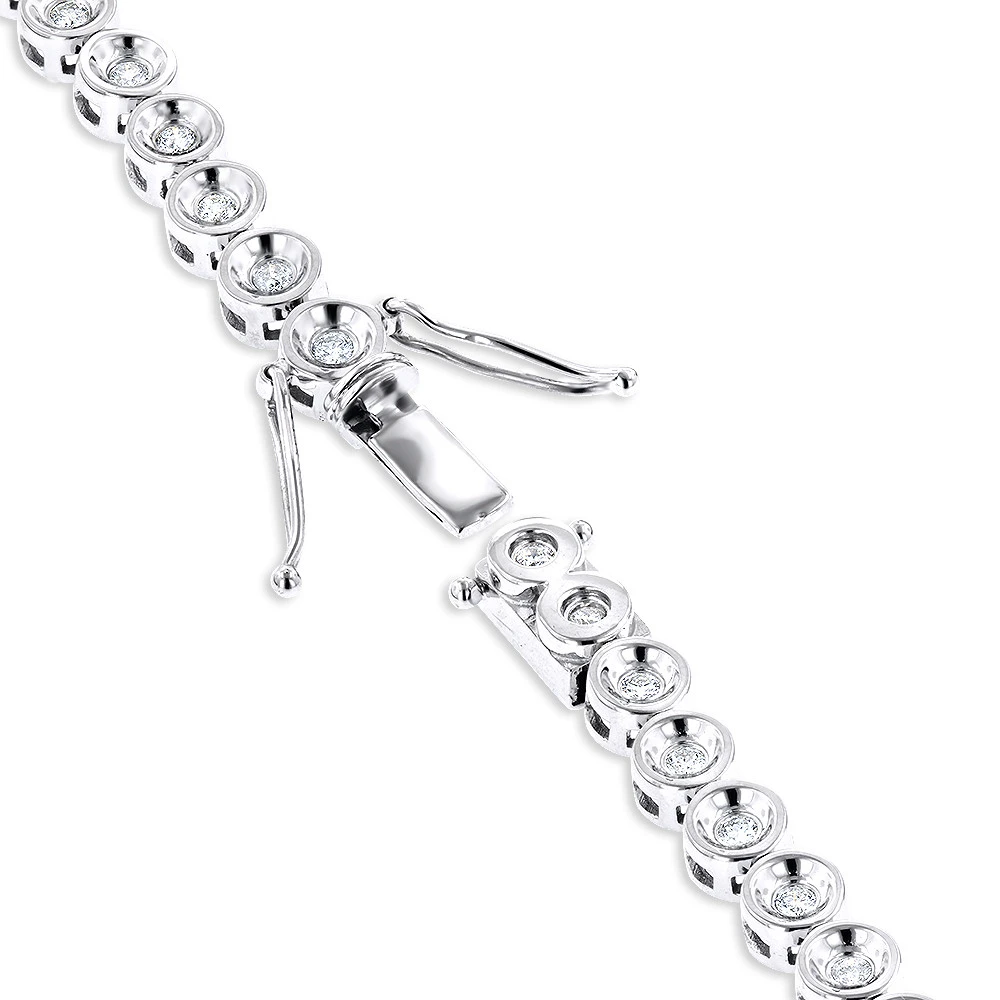 10K White Gold Bezel Set Round Diamond Tennis Bracelet 1.65ct By Luxurman 5 10K White Gold Bezel Set Round Diamond Tennis Bracelet 1.65ct By Luxurman - Image 3