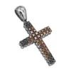 10K Black Plated Gold Black & Cognac Diamond Cross Pendant For Men 1.5ct By Luxurman -Its Hot Jewelry Shop 10k gold black cognac diamond cross pendant for men 15ct by luxurman main