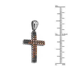 10K Black Plated Gold Black & Cognac Diamond Cross Pendant For Men 1.5ct By Luxurman -Its Hot Jewelry Shop 10k gold black cognac diamond cross pendant for men 15ct by luxurman ruler