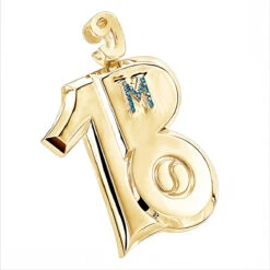 10K Yellow Gold Blue Diamond Unique Pendant For Men 0.45ct By Luxurman