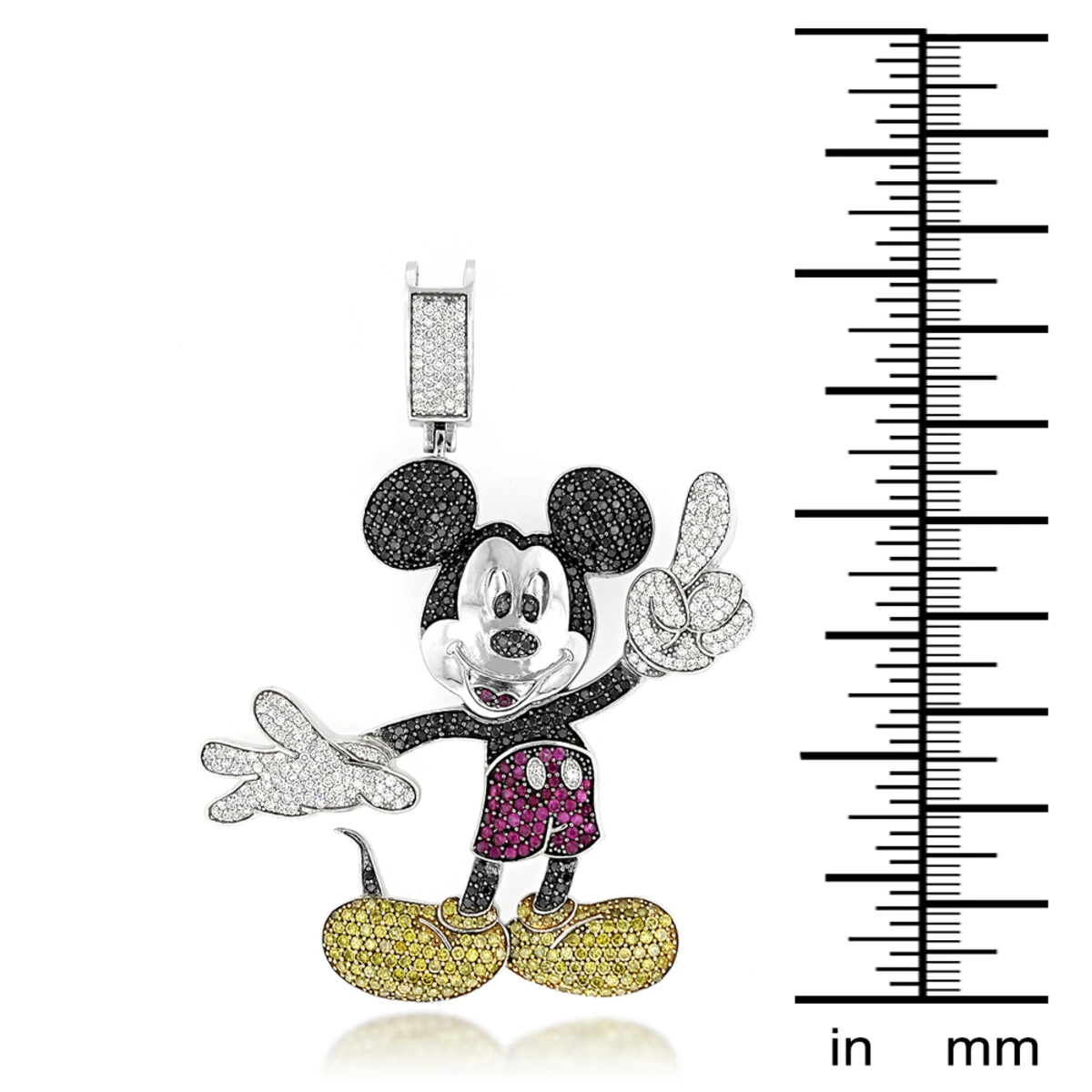 10K White Gold Color Diamond Mickey Mouse Pendant 5.22ct 5 10K White Gold Color Diamond Mickey Mouse Pendant 5.22ct - Image 3