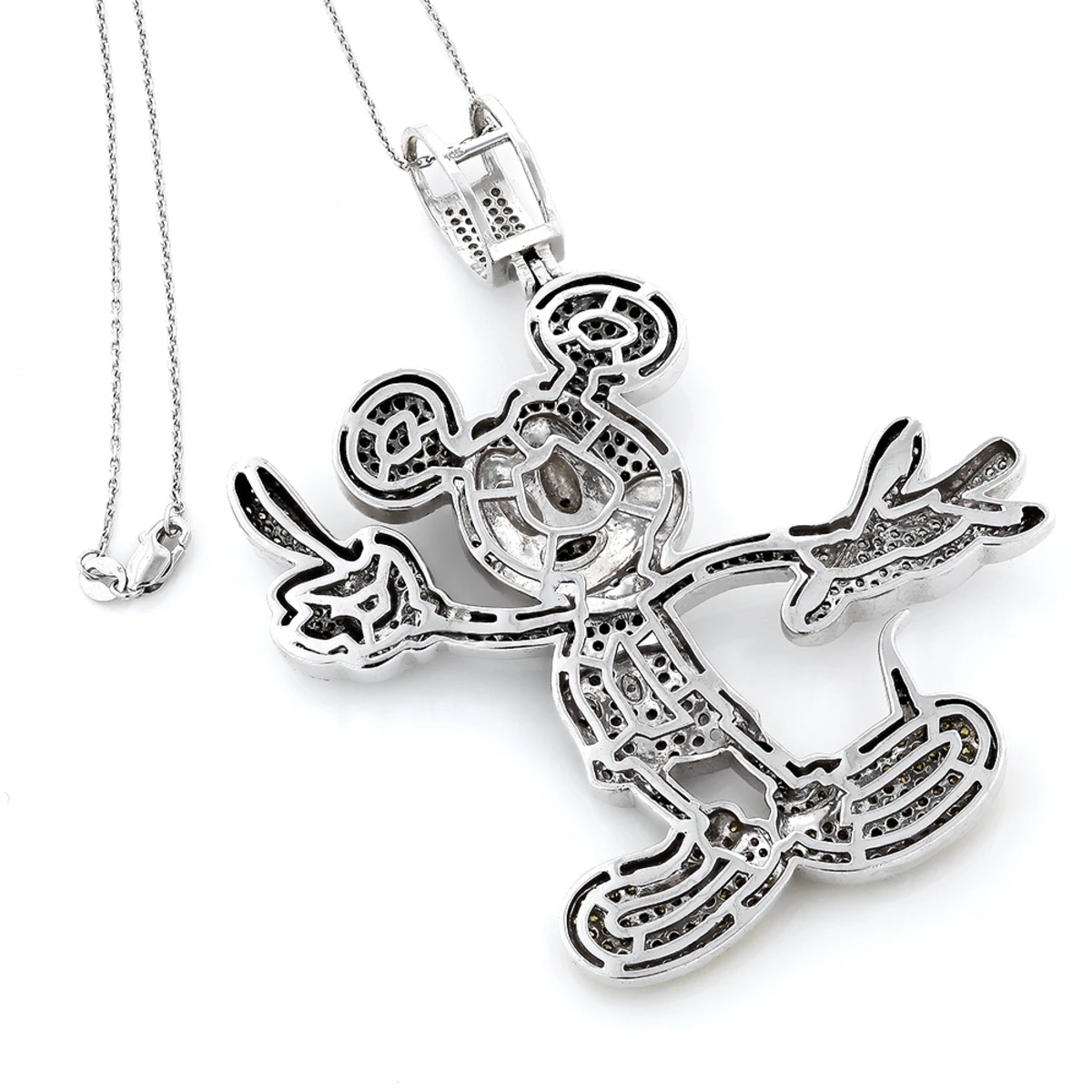 10K White Gold Color Diamond Mickey Mouse Pendant 5.22ct 4 10K White Gold Color Diamond Mickey Mouse Pendant 5.22ct - Image 2