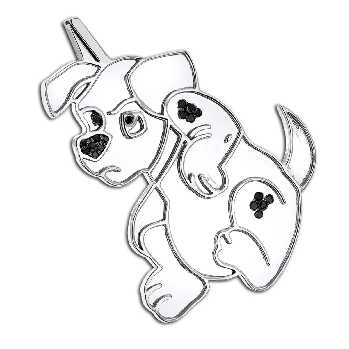 Real Diamond Dog Pendant: Dalmatian Puppy 0.15ct 4 Real Diamond Dog Pendant: Dalmatian Puppy 0.15ct - Image 2
