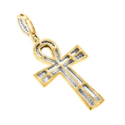 Small 10K Yellow Gold Diamond Egyptian Cross: Ankh Pendant Of Life 0.4ct -Its Hot Jewelry Shop 10k gold diamond egyptian cross ankh pendant of life 04ct backye