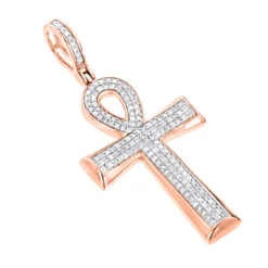 Small 10K Yellow Gold Diamond Egyptian Cross: Ankh Pendant Of Life 0.4ct -Its Hot Jewelry Shop 10k gold diamond egyptian cross ankh pendant of life 04ct ro