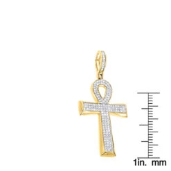 Small 10K Yellow Gold Diamond Egyptian Cross: Ankh Pendant Of Life 0.4ct -Its Hot Jewelry Shop 10k gold diamond egyptian cross ankh pendant of life 04ct rulerye