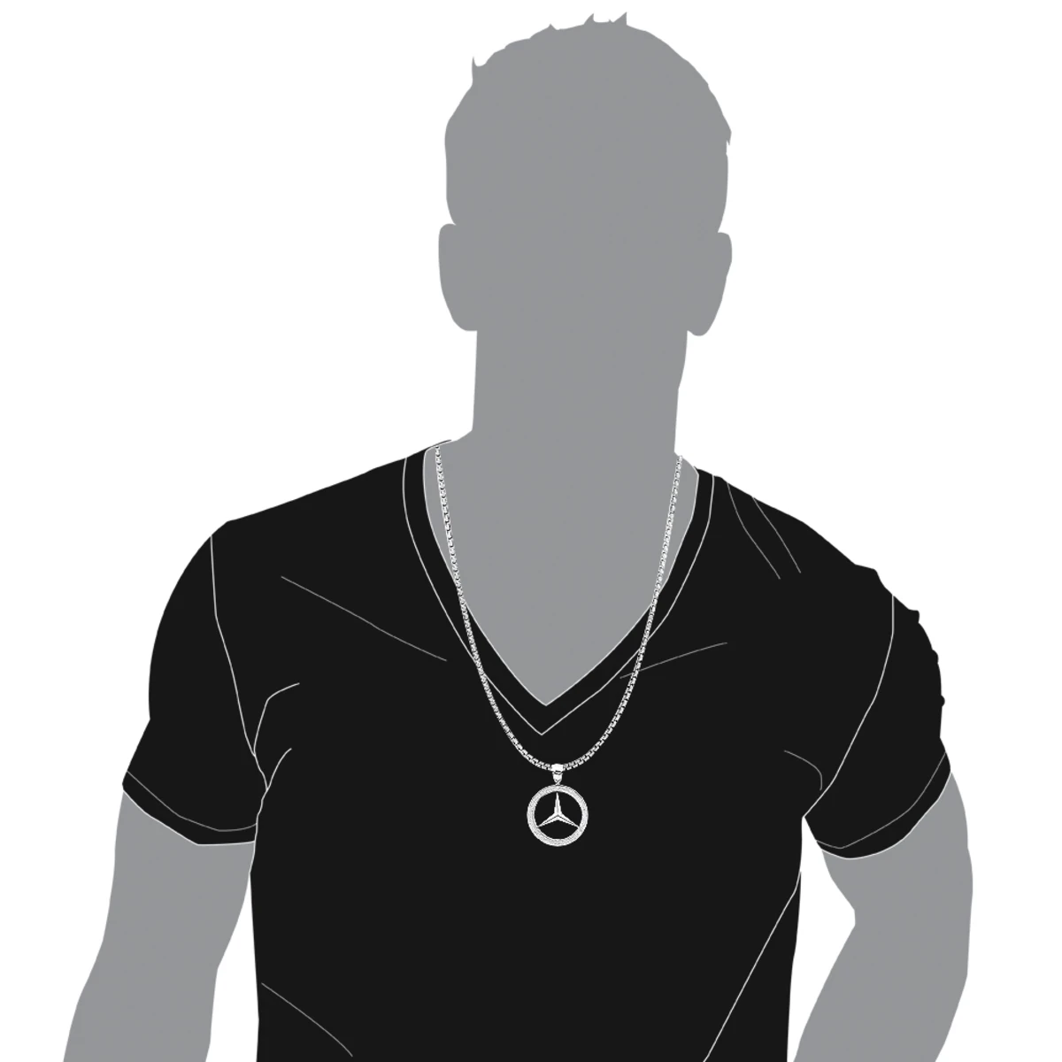 10K White Gold Diamond Mercedes-Benz Pendant For Men 1 Carat 7 10K White Gold Diamond Mercedes-Benz Pendant For Men 1 Carat - Image 5