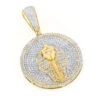 10K Yellow Gold Egyptian Pharaoh Head Diamond Pendant King Tut Charm Medallion