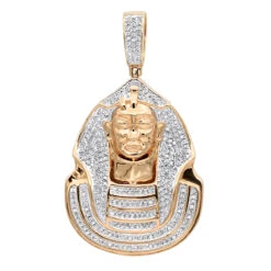 10K Yellow Gold Egyptian Pharaoh Head Diamond Pendant For Men 0.9ct -Its Hot Jewelry Shop 10k gold egyptian pharaoh head diamond pendant for men 09ct ro
