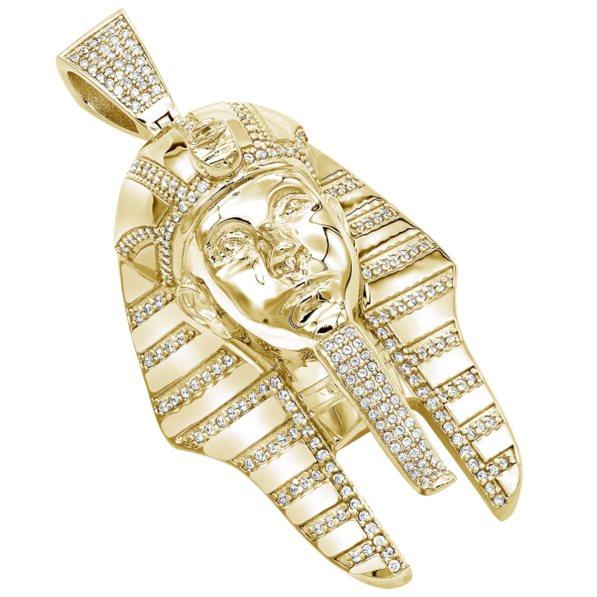 10K Yellow Gold Egyptian Pharaoh Head Diamond Pendant For Men 8ct By Luxurman 3 10K Yellow Gold Egyptian Pharaoh Head Diamond Pendant For Men 8ct By Luxurman