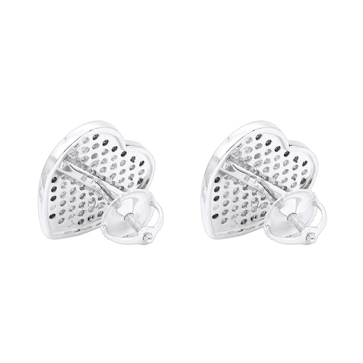 10K White Gold Heart Shaped Diamond Stud Earrings 0.63ct 6 10K White Gold Heart Shaped Diamond Stud Earrings 0.63ct - Image 4