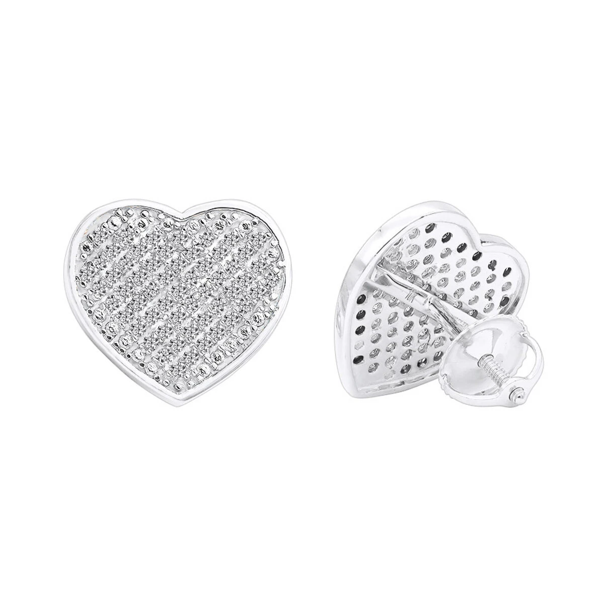 10K White Gold Heart Shaped Diamond Stud Earrings 0.63ct 3 10K White Gold Heart Shaped Diamond Stud Earrings 0.63ct