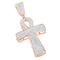 10K Yellow Gold Iced Out Egyptian Ankh Cross Diamond Symbol Of Life Pendant 0.85ct -Its Hot Jewelry Shop 10k gold iced out egyptian ankh cross diamond symbol of life pendant 085ct ro