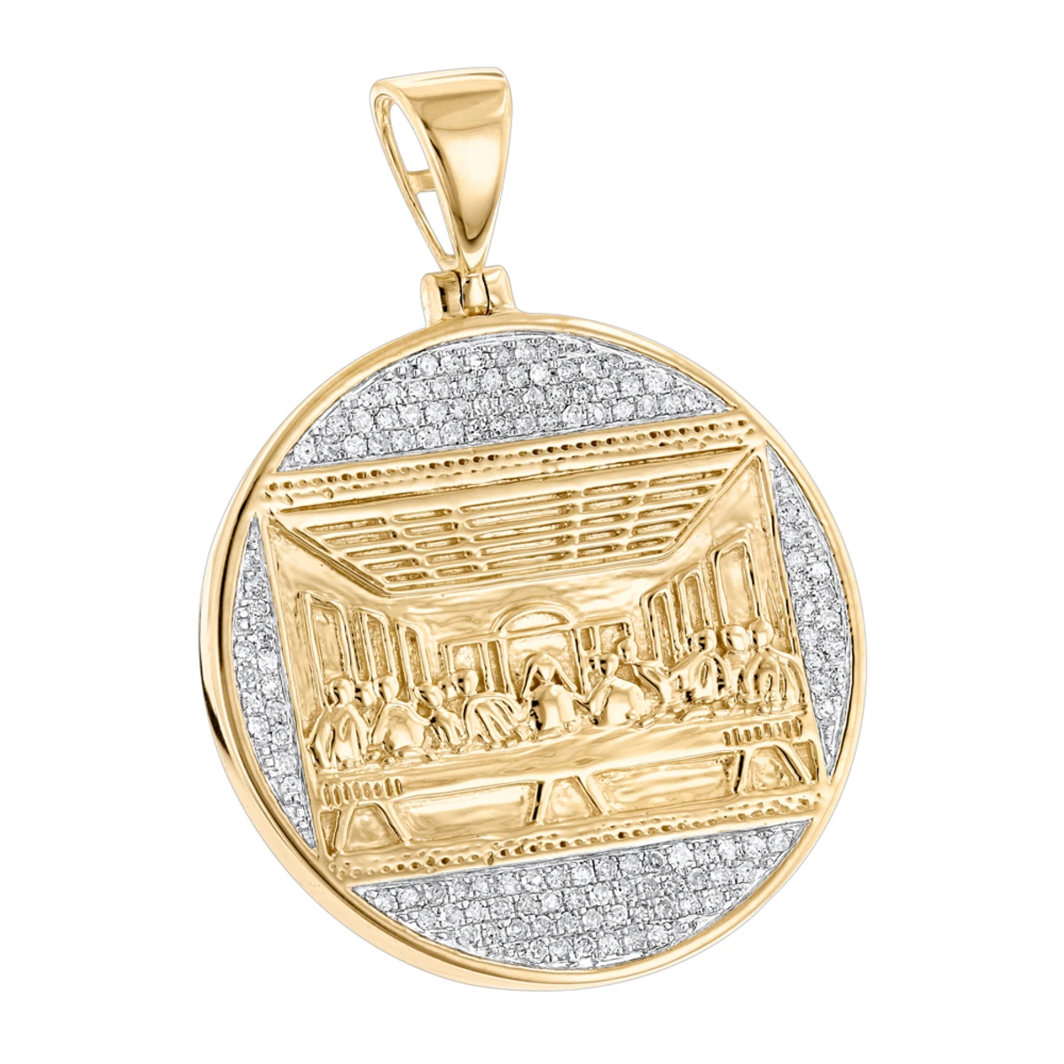 10K Yellow Gold Last Supper Diamond Pendant For Men Medallion By Luxurman 3 10K Yellow Gold Last Supper Diamond Pendant For Men Medallion By Luxurman