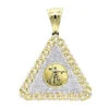 10K Yellow Gold Liberty Coin Cuban Link Triangle Diamond Pendant For Men 1.05ct