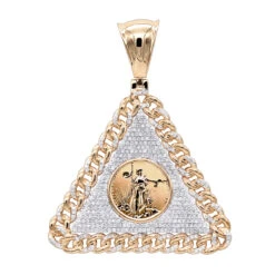 10K Yellow Gold Liberty Coin Cuban Link Triangle Diamond Pendant For Men 1.05ct -Its Hot Jewelry Shop 10k gold liberty coin cuban link triangle diamond pendant for men 105ct ro