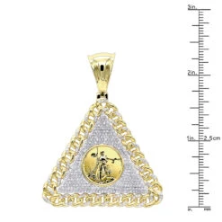 10K Yellow Gold Liberty Coin Cuban Link Triangle Diamond Pendant For Men 1.05ct -Its Hot Jewelry Shop 10k gold liberty coin cuban link triangle diamond pendant for men 105ct rulerye