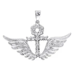 10K White Gold Men's Diamond Ankh Pendant Cross With Wings 3.33ct By Luxurman -Its Hot Jewelry Shop 10k gold mens diamond ankh pendant cross with wings 333ct by luxurman backwh