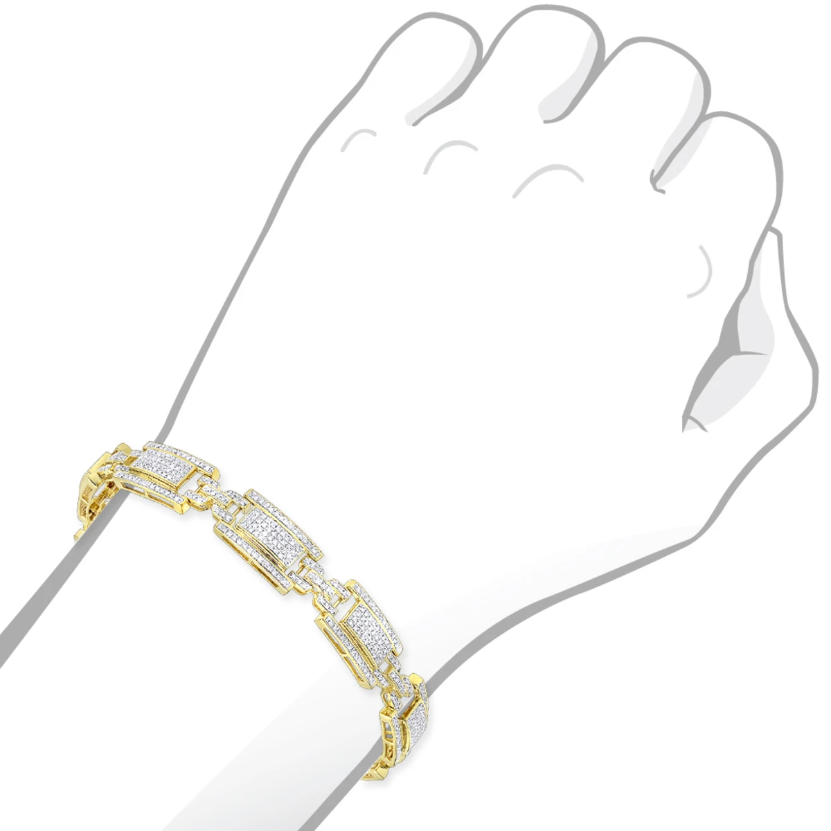 10K Yellow Gold Pave Diamond Bracelet For Men 2.75ct By Luxurman 7 10K Yellow Gold Pave Diamond Bracelet For Men 2.75ct By Luxurman - Image 5