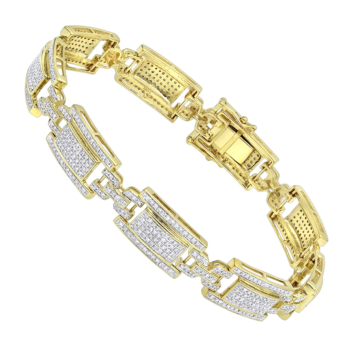 10K Yellow Gold Pave Diamond Bracelet For Men 2.75ct By Luxurman 3 10K Yellow Gold Pave Diamond Bracelet For Men 2.75ct By Luxurman