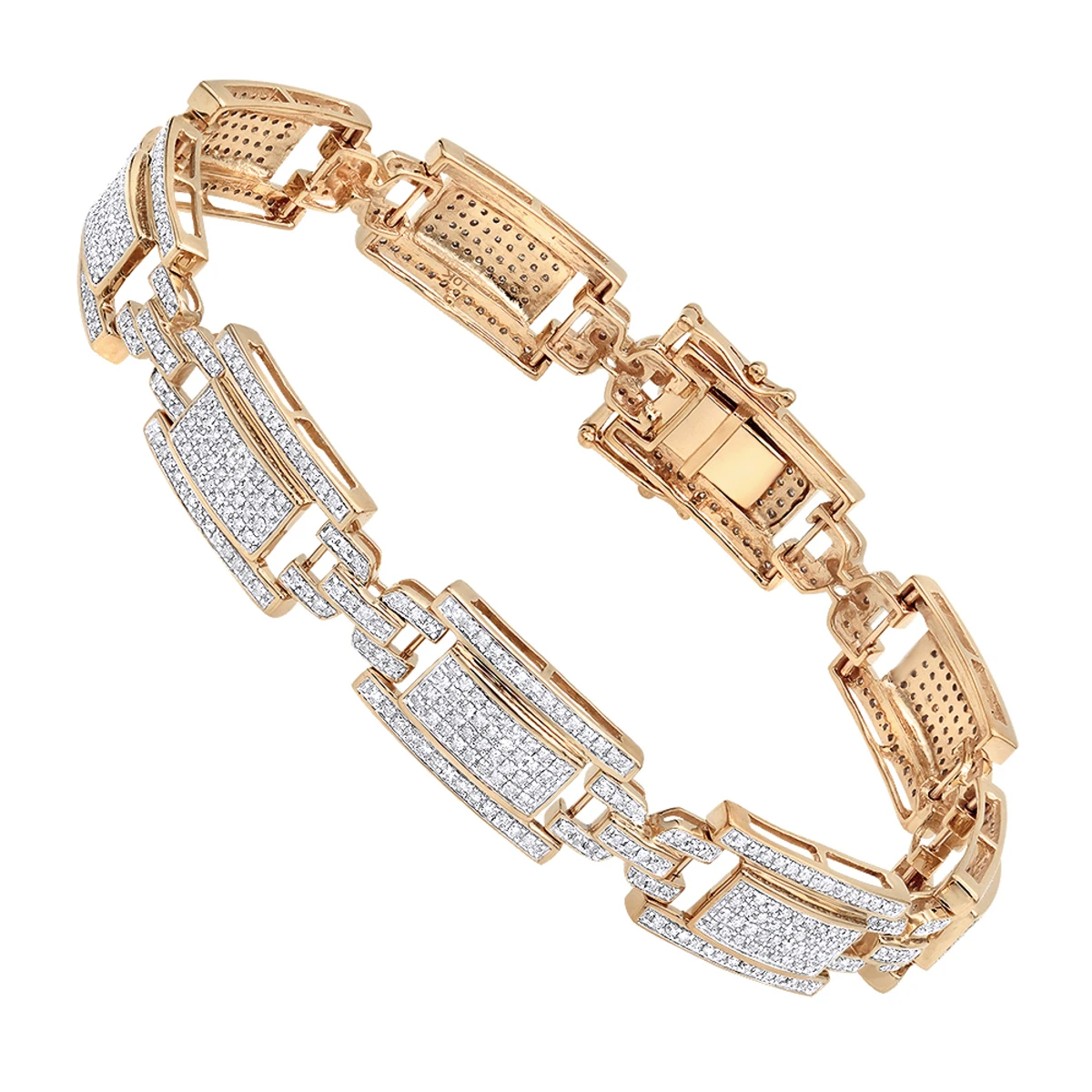 10K Yellow Gold Pave Diamond Bracelet For Men 2.75ct By Luxurman 5 10K Yellow Gold Pave Diamond Bracelet For Men 2.75ct By Luxurman - Image 3