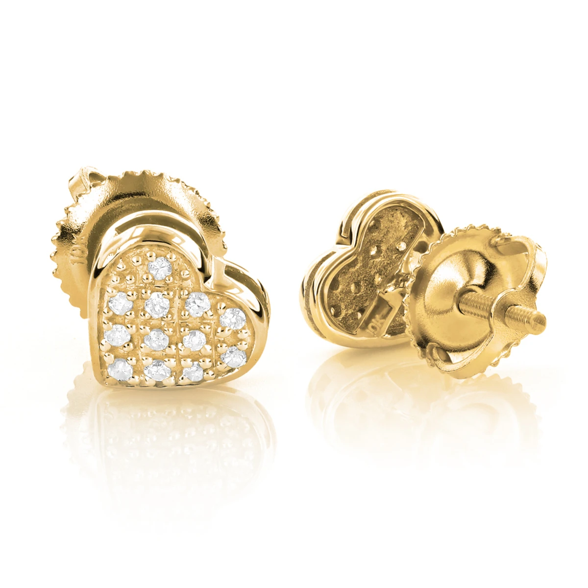 10K White Gold Pave Round Diamond Small Heart Earrings 0.1ct 4 10K White Gold Pave Round Diamond Small Heart Earrings 0.1ct - Image 2