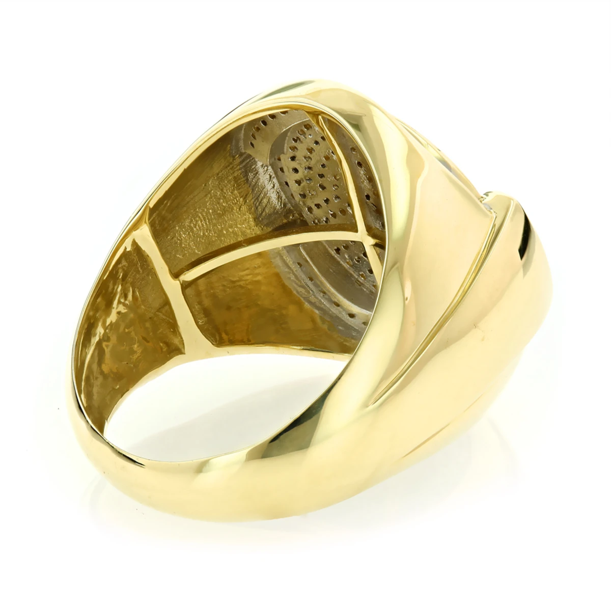 10K Yellow Gold Pave Round Diamonds Ring For Men 0.7ct 6 10K Yellow Gold Pave Round Diamonds Ring For Men 0.7ct - Image 4