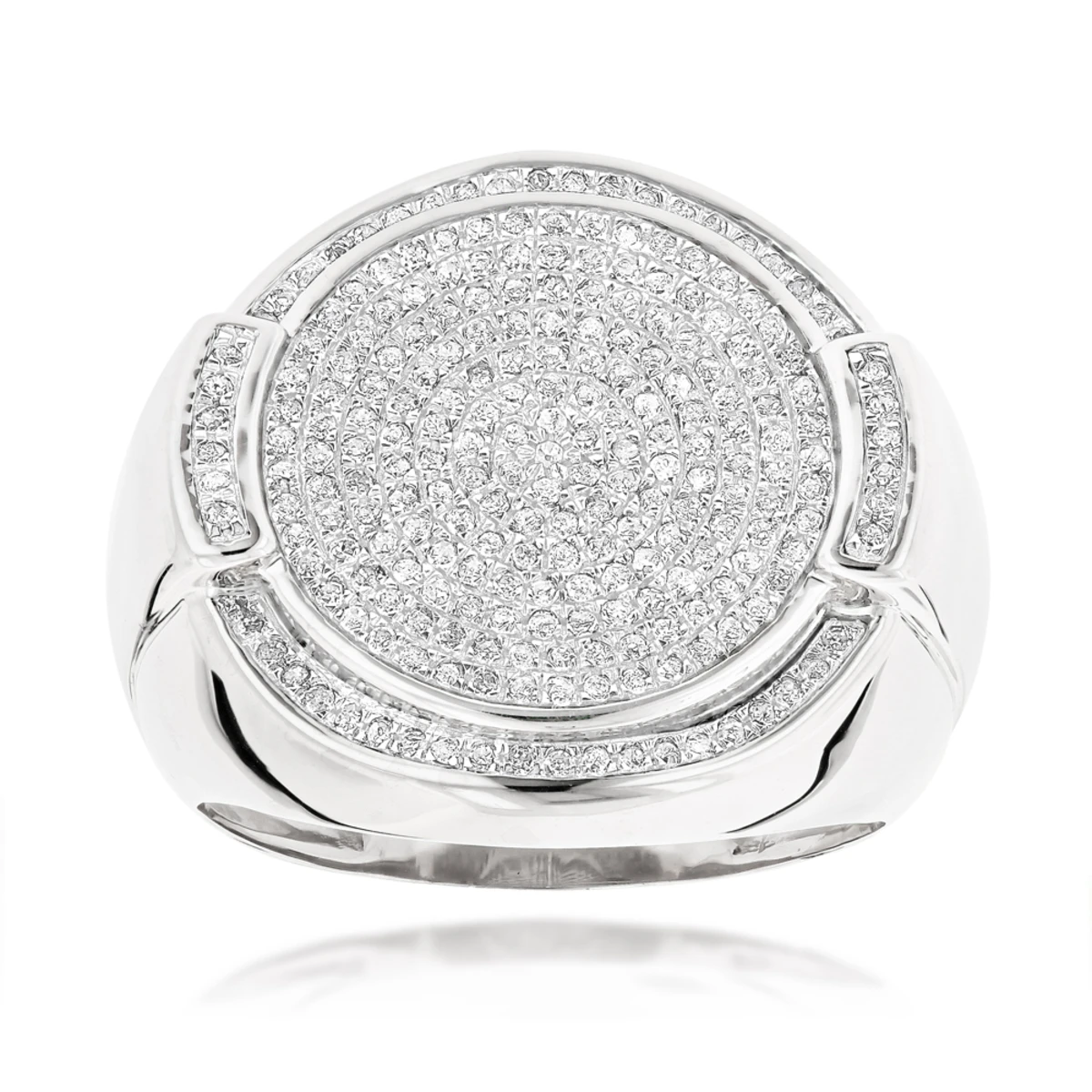 10K Yellow Gold Pave Round Diamonds Ring For Men 0.7ct 4 10K Yellow Gold Pave Round Diamonds Ring For Men 0.7ct - Image 2